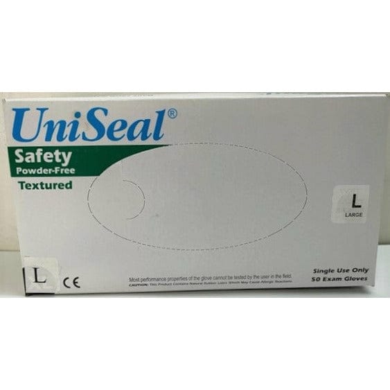 Powder Free Textured Latex Exam Gloves UniSeal, Sz: Large (50/Box) L