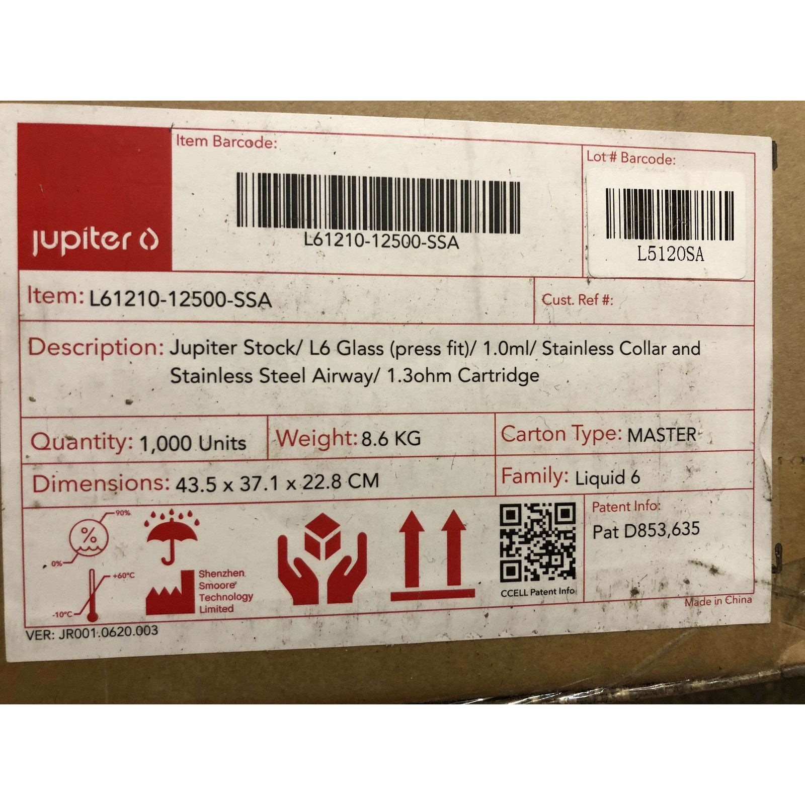 L6 glass stainless collar steel Airway 1000 Pieces