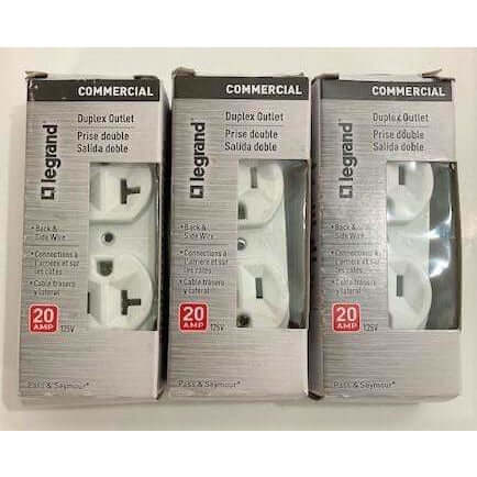 Legrand-Pass & Seymour Duplex Outlet 20-Amp 125V (3-Pack)