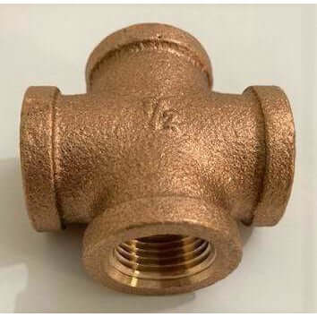 1/2" Threaded Brass Cross Pipe Fitting - New Item #IBRLFCRD with free shipping.