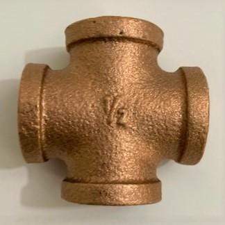1/2" Threaded Brass Cross Pipe Fitting - New Item #IBRLFCRD with free shipping.