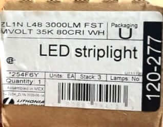 Lithonia Lighting ZL1N L48 3000LM FST MVOLT 35K 80CRI WH LED strip light, 254F6Y