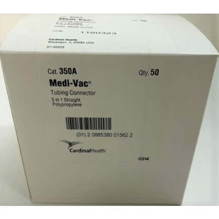 Medi-Vac Tubing Connector 5 in 1 Straight Polypropylene 350A (50/box)