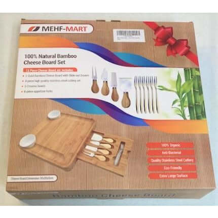 MEHF-MART Natural Bamboo Cheese Board Set