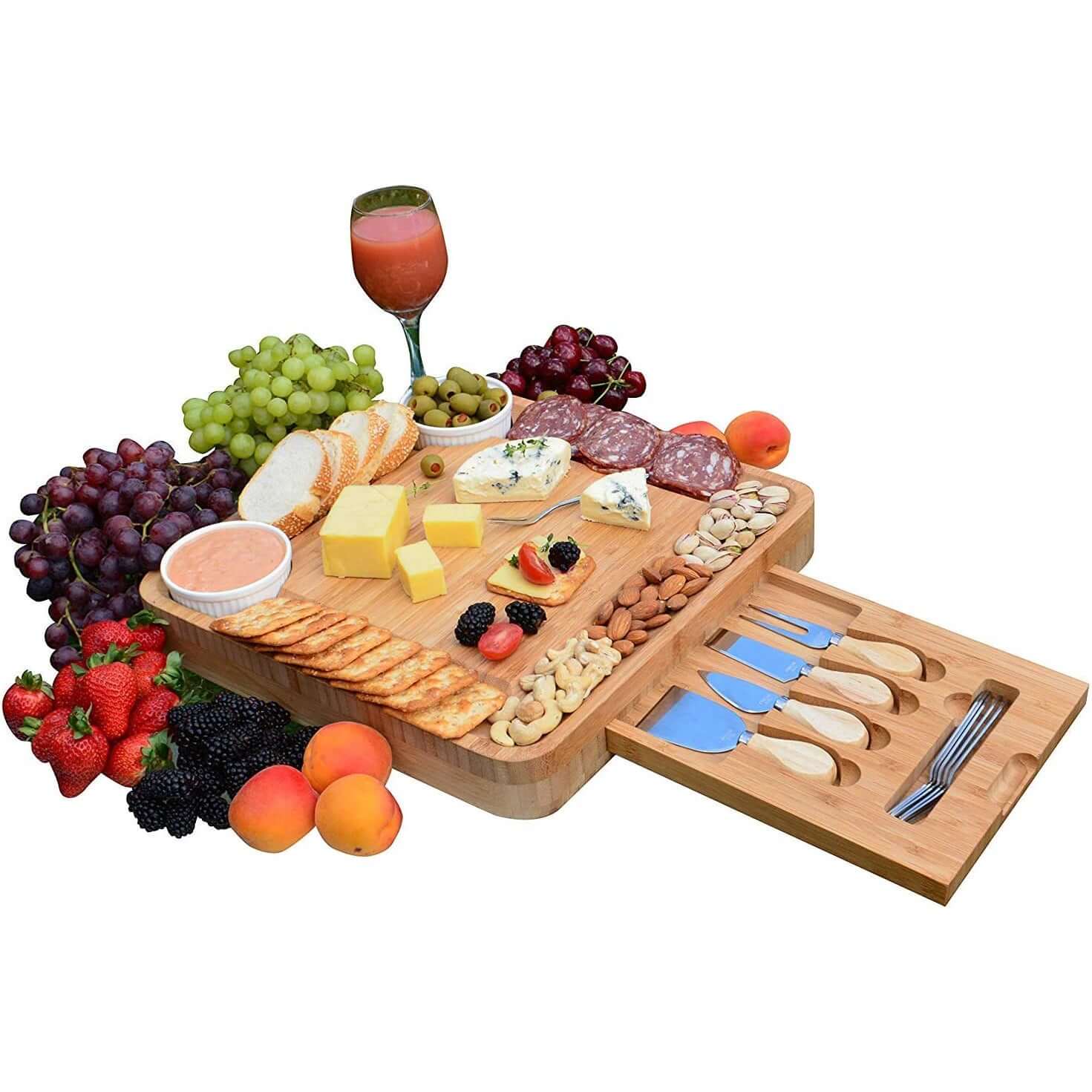 MEHF-MART Natural Bamboo Cheese Board Set