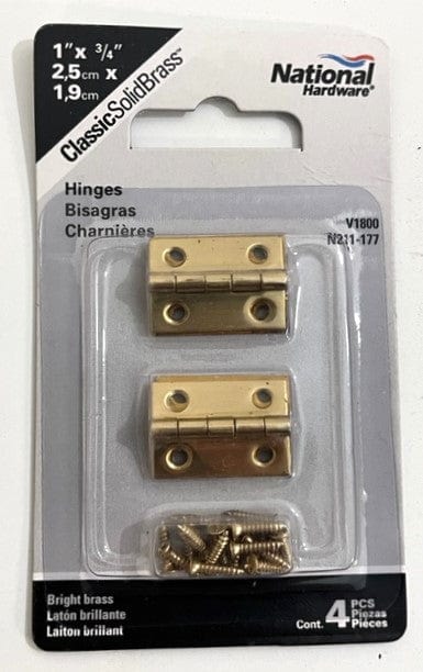 National Hardware 1" x 3/4" Bright Brass Hinges