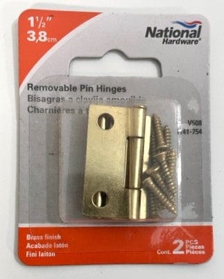 National (5) N141-754 Hinges 1-1/2" Brass Finish (5 Pack)