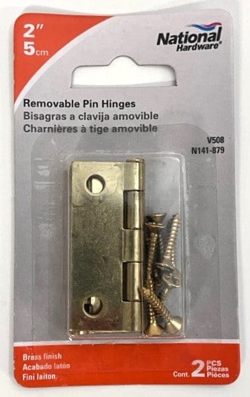 National Hardware N141-879 V508 Removable Pin Hinges 2" Brass finish (2 Pcs)