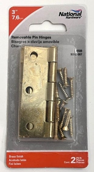 National Hardware N142-067 V508 Removable Pin Hinges 3" Brass finish (2-Pack)
