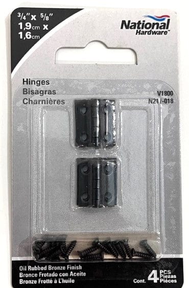 National Hardware N211-018 V1800 Narrow Hinge 3/4" x 5/8" Oil Rubbed Bronze Finish