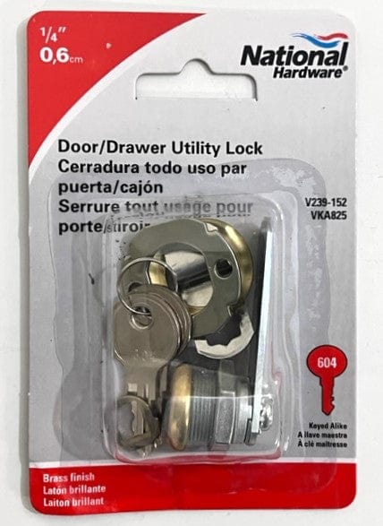 National Hardware N239-152 Door/Drawer Utility Lock Keyed Alike 1/4"