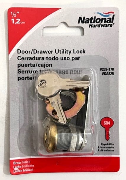 National Hardware N239-178 Door/Drawer Utility Lock Keyed Alike 1/2"