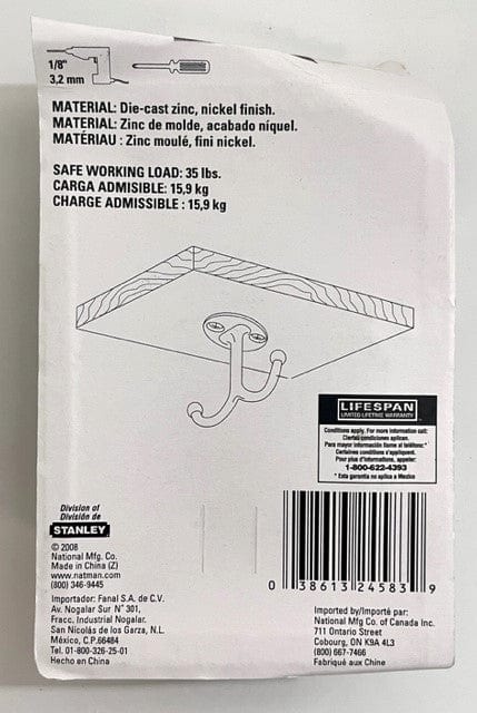 National Hardware N245-837 V165 Undershelf Coat Hooks