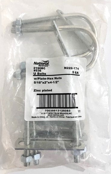National Hardware U-Bolt with Plate-Hex Nuts (5-Pack)