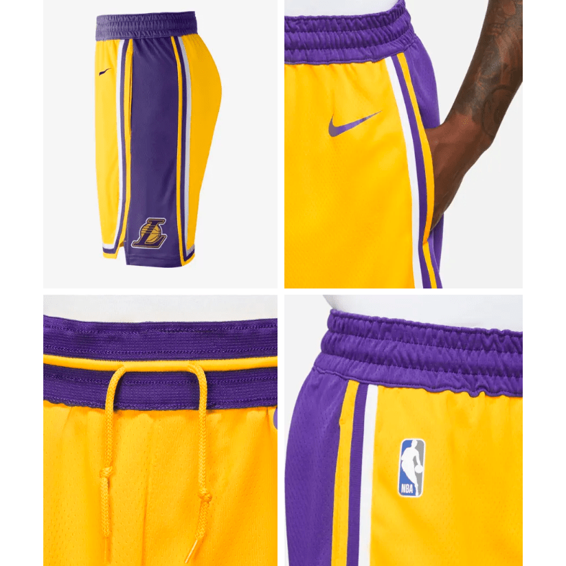 Nike L.A. Lakers Icon Edition NBA Yellow Swingman Basketball Shorts AJ5617 728