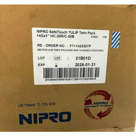 Nipro SafeTouch TULIP Twin Pack 14G x 1"  FT+142530TP