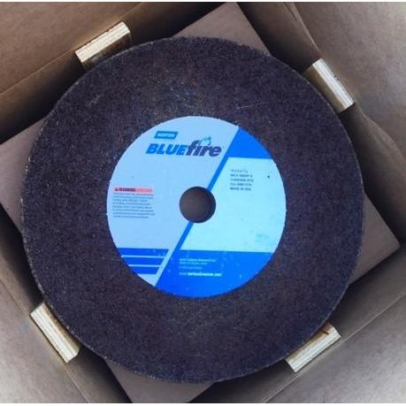 Norton Saint-Gobain Blue Fire 12" x 2" x 1-1/4" grinding wheel, model 66253476196, designed for fast cutting with longer wheel life.
