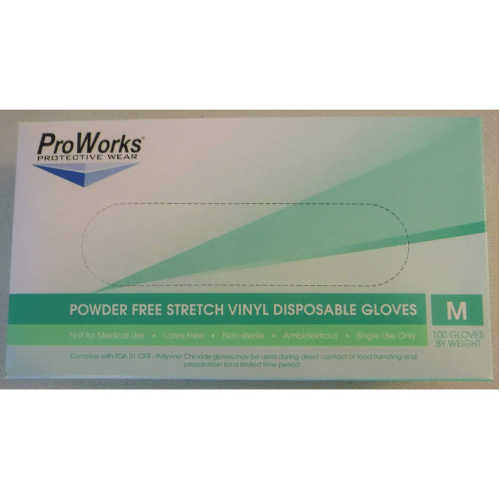 Proworks Powder Free Stretch Vinyl Disposable Gloves 100/Box