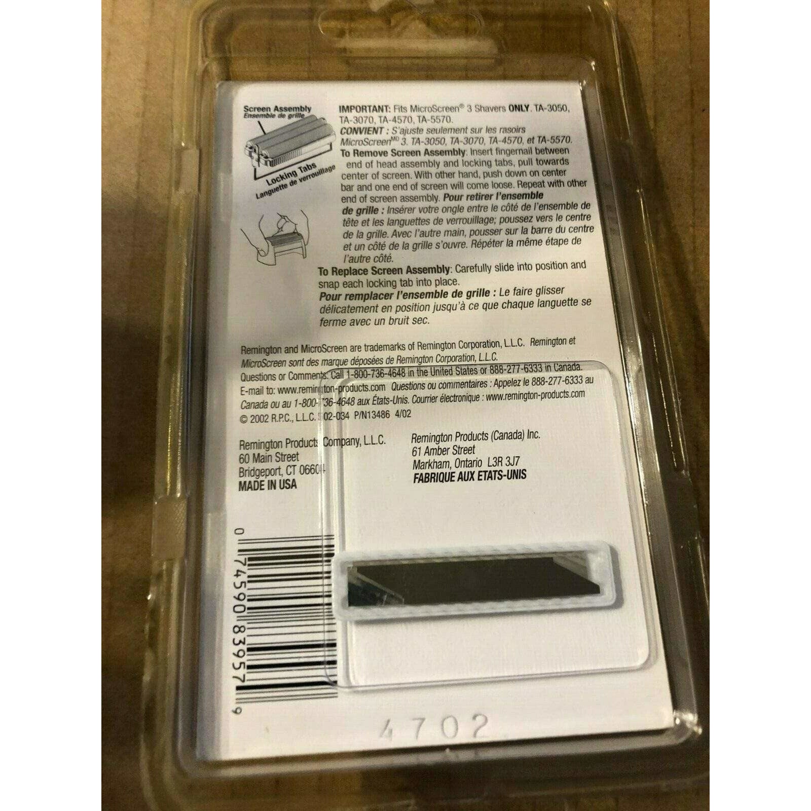 Remington MicroScreen 3 Sp-90 Shaver Replacement Screen SP90