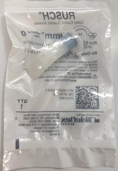 Teleflex Rusch Color Coded Guedal Airway 122650 Size 0 50mm (Box of 50)