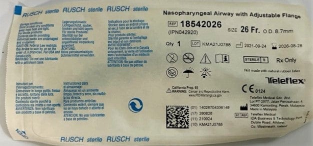 Rusch 18542026 Nasopharyngeal Airway with Adjustable Flange,  (5-Pack)