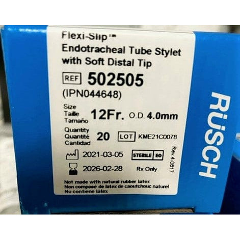 Rusch Flexi-Slip Endotracheal Tube Stylet 14Fr 4.0mm, (20-Pack) 502505