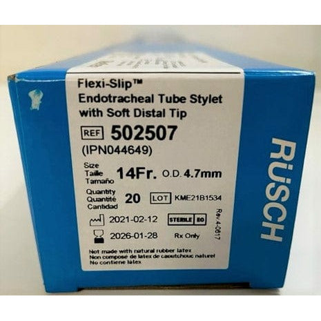 Rusch Flexi-Slip Endotracheal Tube Stylet 14Fr 4.7mm, (20-Pack) 502507