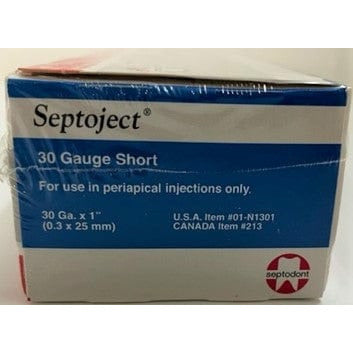 Septoject Dental 30 GA Short Hypodermic Needles #01-N1301 (100/Bx)