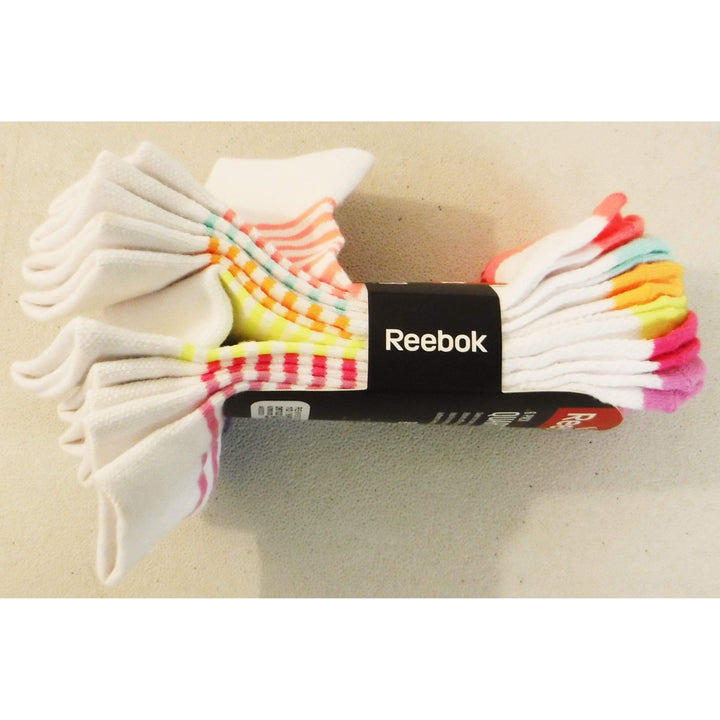 Reebok 6-Pack Ladies Quarter Performance Socks white w/color stripe