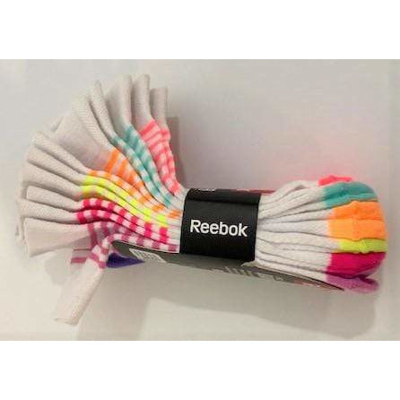 Reebok 6-Pack Ladies Quarter Performance Socks white w/color stripe, 7983 Shoe Size 4-10 / White / Multi Color