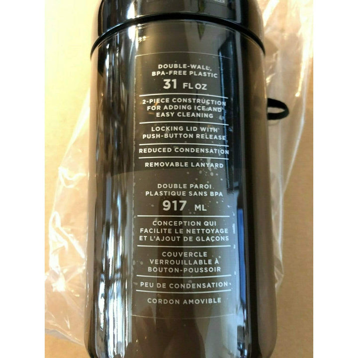 Starbucks Jumbo Black Water Bottle 31oz Locking Lid & Lanyard for carrying NEW