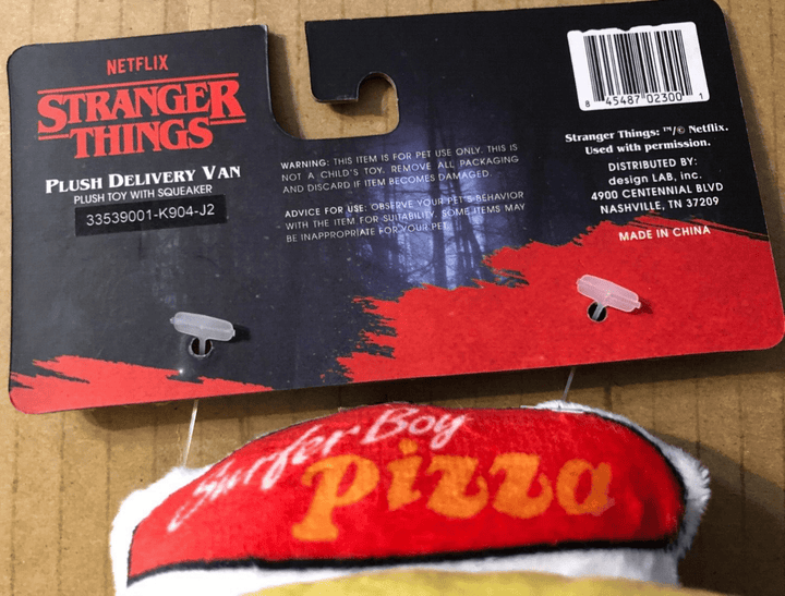Stranger Things Surfer Boy Pizza Van Plush Dog Toy Squeakers