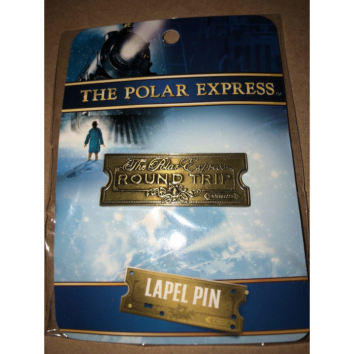 The Polar Express Golden Round Trip Ticket LAPEL PIN Christmas Brass