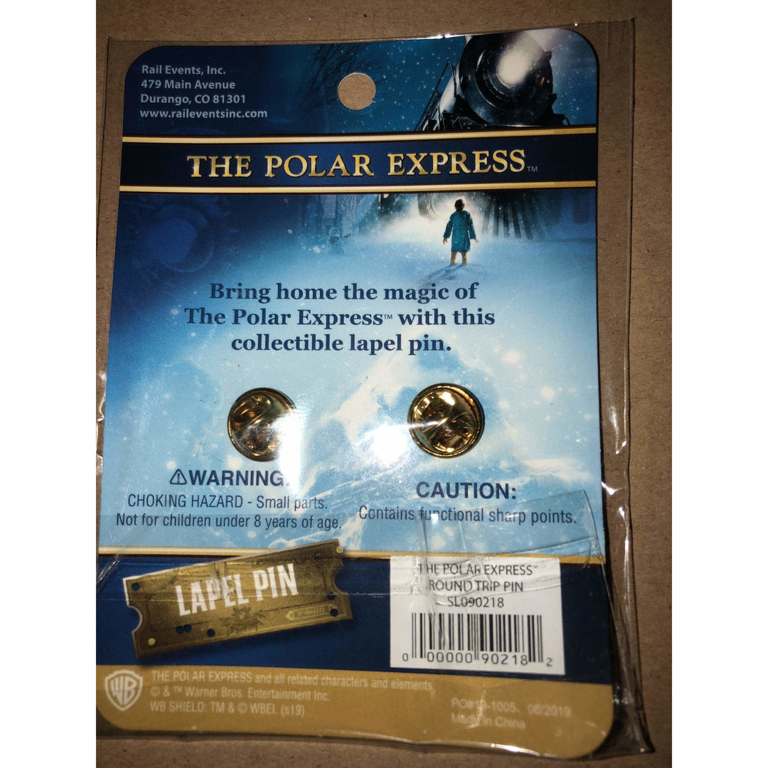 The Polar Express Golden Round Trip Ticket LAPEL PIN Christmas Brass