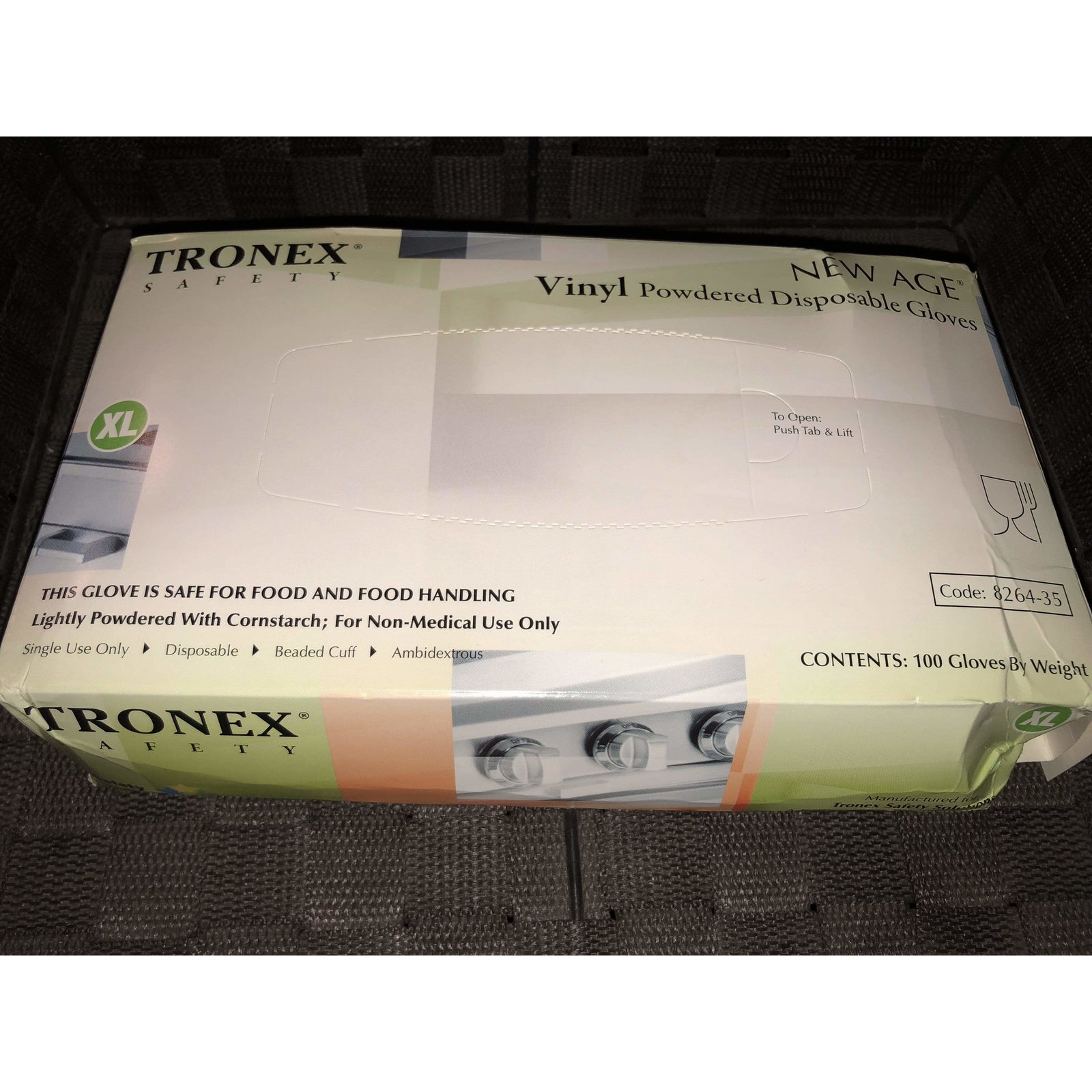 Tronex 8264-35 Glove, Vinyl, New Age, Light-Weight, Powdered, Natural, XL BOX OF 100