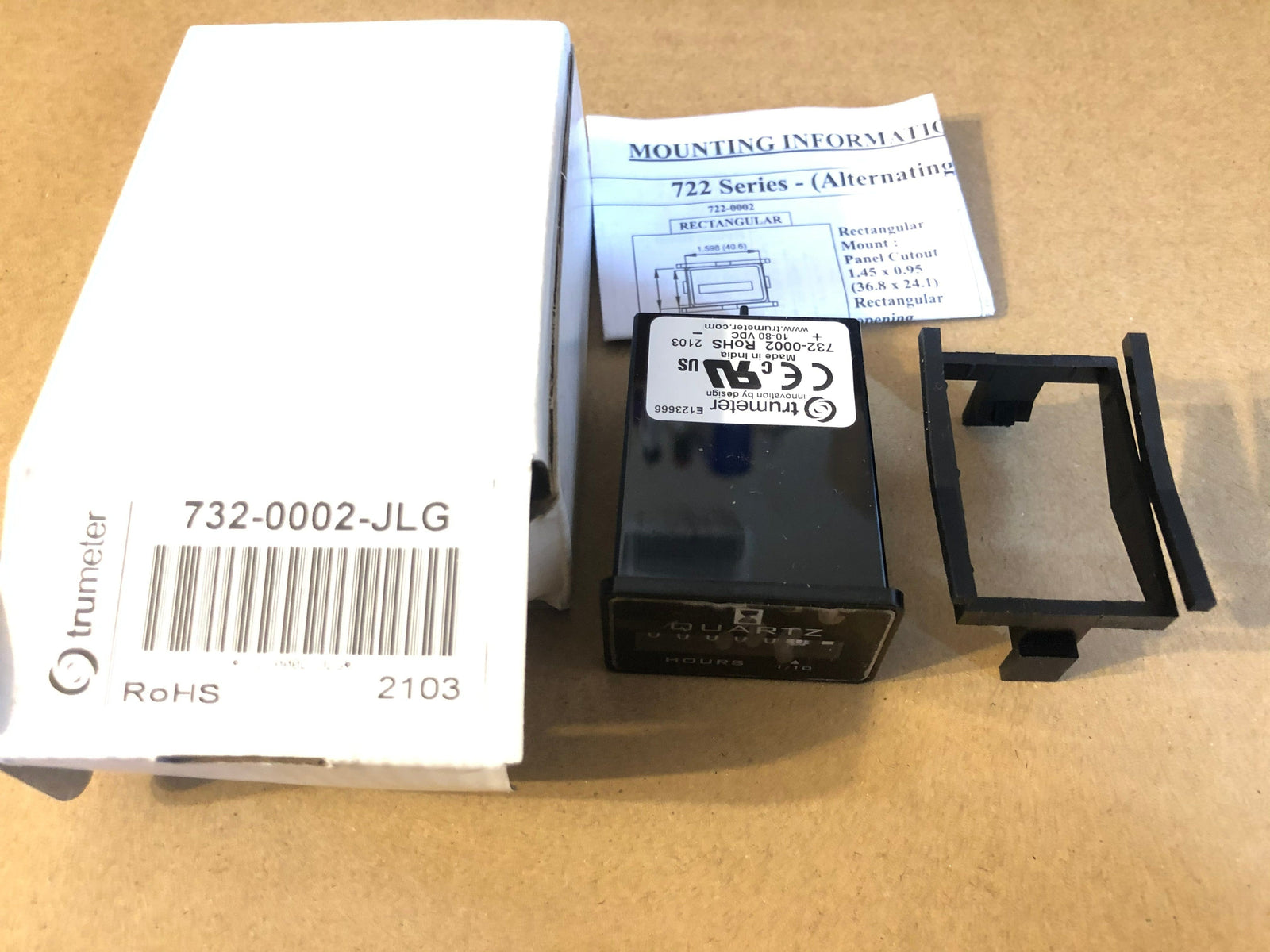 TRUMETER 732-0002 Hour Meter DC 2 Holes Flush Polymer