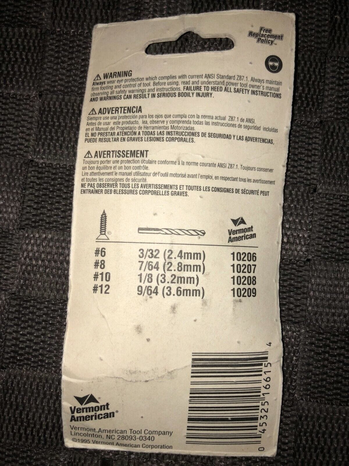 Vermont American 16615 Steel Wood Screw Pilot Set 4 pc.