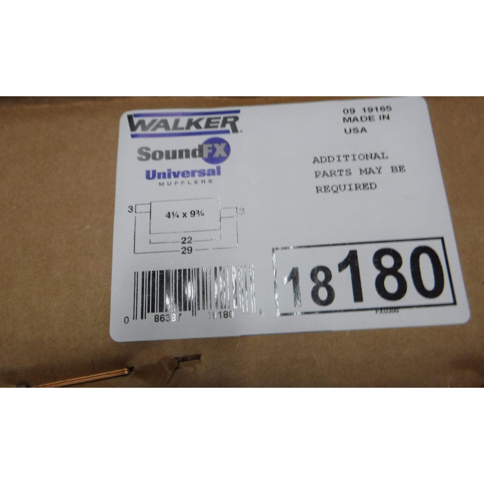 Walker 18180 SoundFX Exhaust Muffler, aluminized steel for effective noise reduction.
