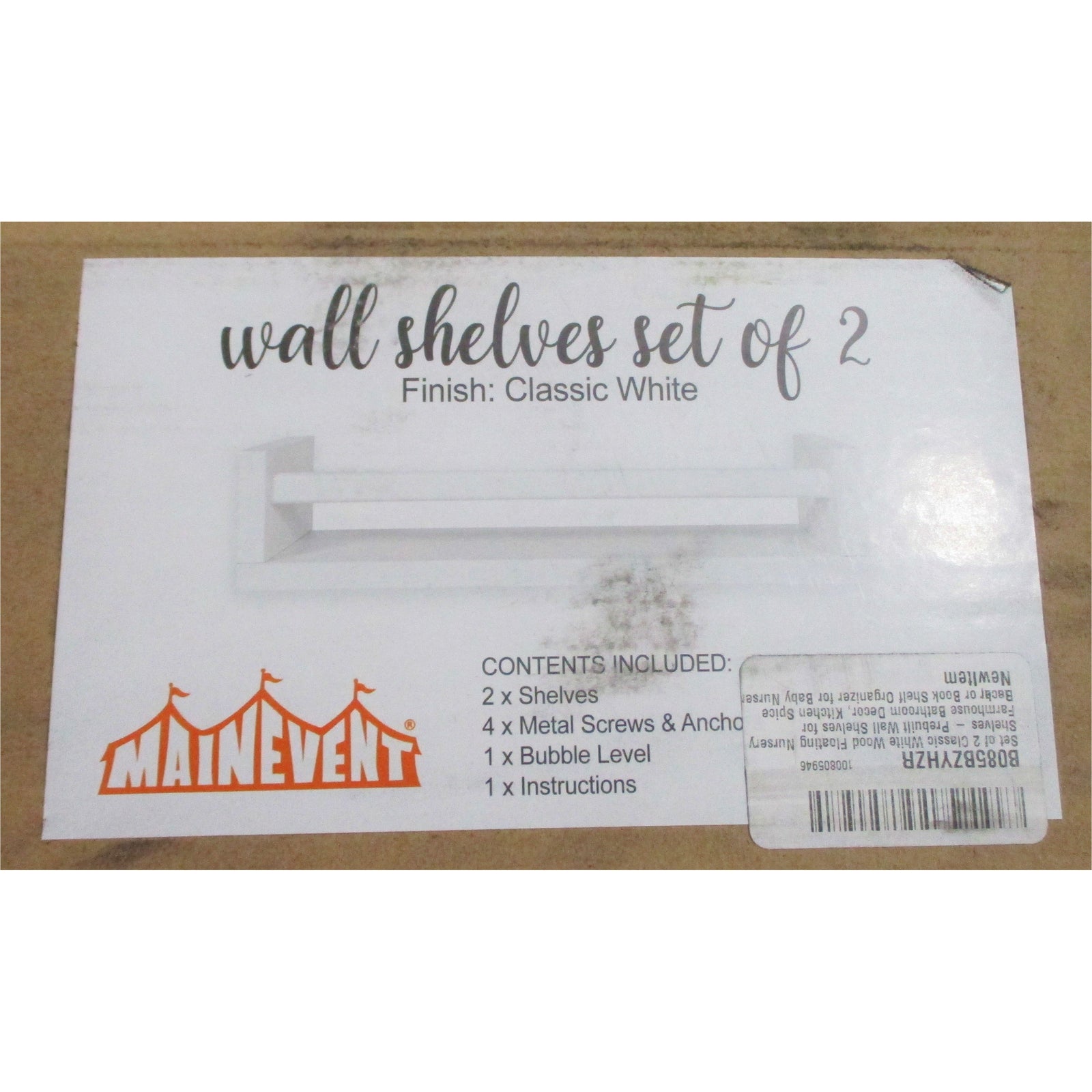 Wall Shelves Classic White Finish (Set of 2)