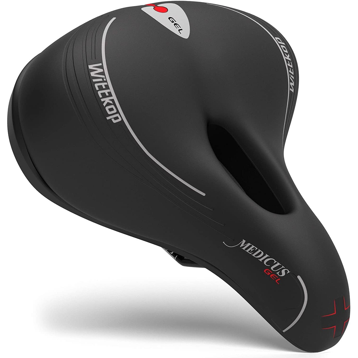 Wittkop Comfort Gel Bike Seat with Innovative 3 Zone Concept I Soft Padded Bicycle seat for Men and Women, Wide Bike Saddle for Exercise in- & Outdoor
