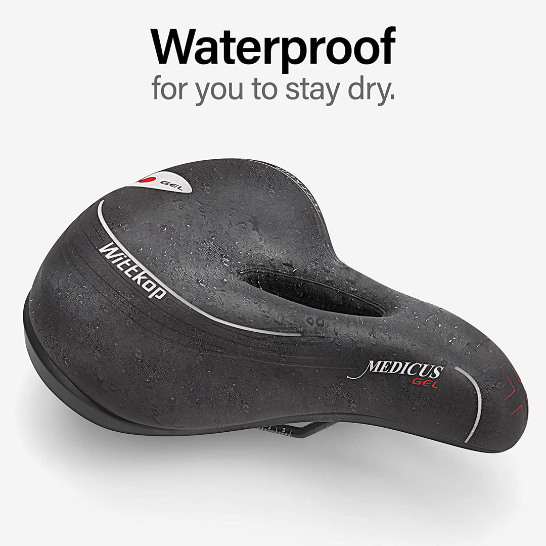 Wittkop Comfort Gel Bike Seat with Innovative 3 Zone Concept I Soft Padded Bicycle seat for Men and Women, Wide Bike Saddle for Exercise in- & Outdoor