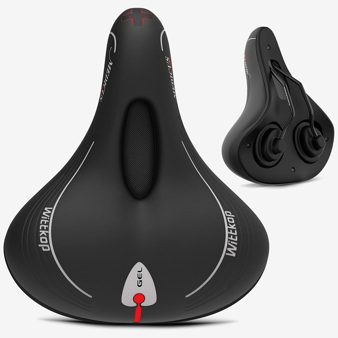 Wittkop Comfort Gel Bike Seat with Innovative 3 Zone Concept I Soft Padded Bicycle seat for Men and Women, Wide Bike Saddle for Exercise in- & Outdoor