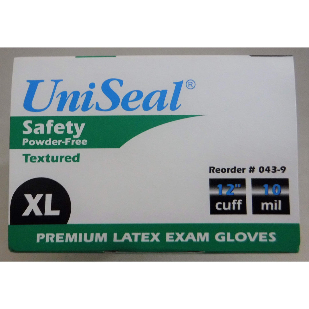 Powder Free Textured Latex Exam Gloves UniSeal, XL (50/Box)