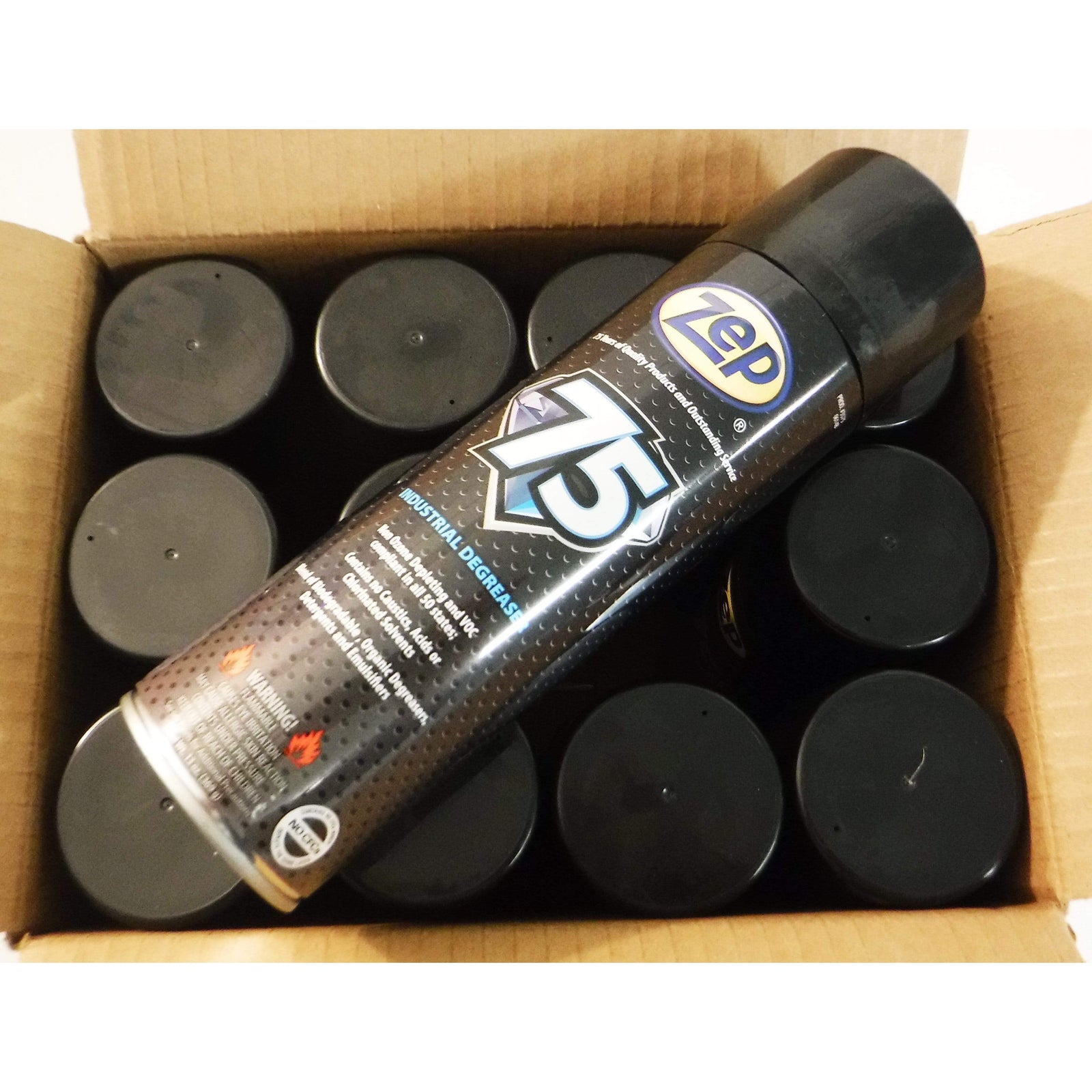 Zep 75 Industrial Degreaser 357501 – 12-pack of heavy-duty, low-odor solvent spray cans.